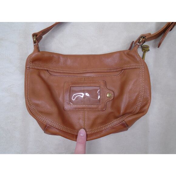 Vintage Y2K Fossil Geniunien Leather Brown Adjustable Strap Shoulder Crossbody - Picture 7 of 12